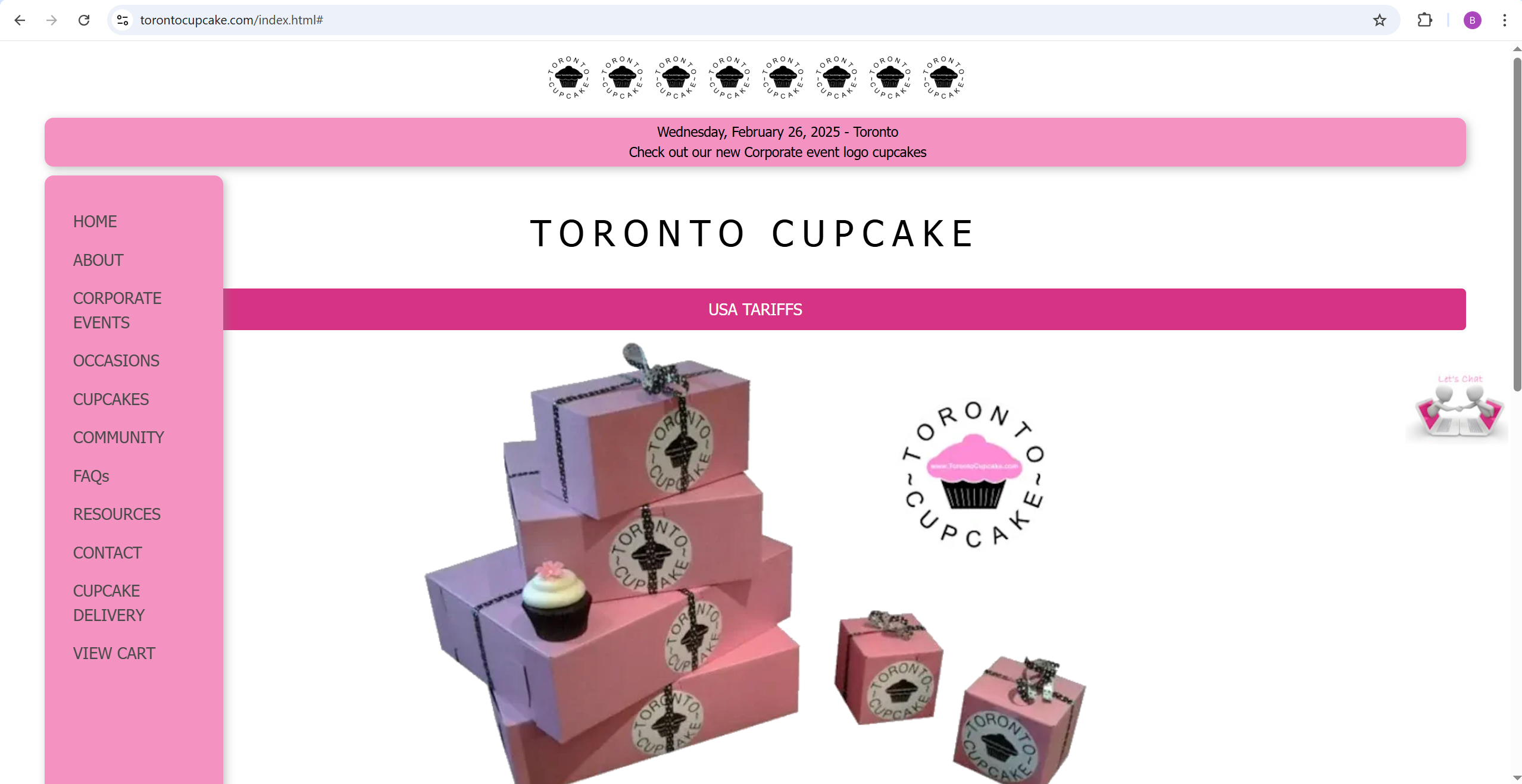 The cupcake website after modification