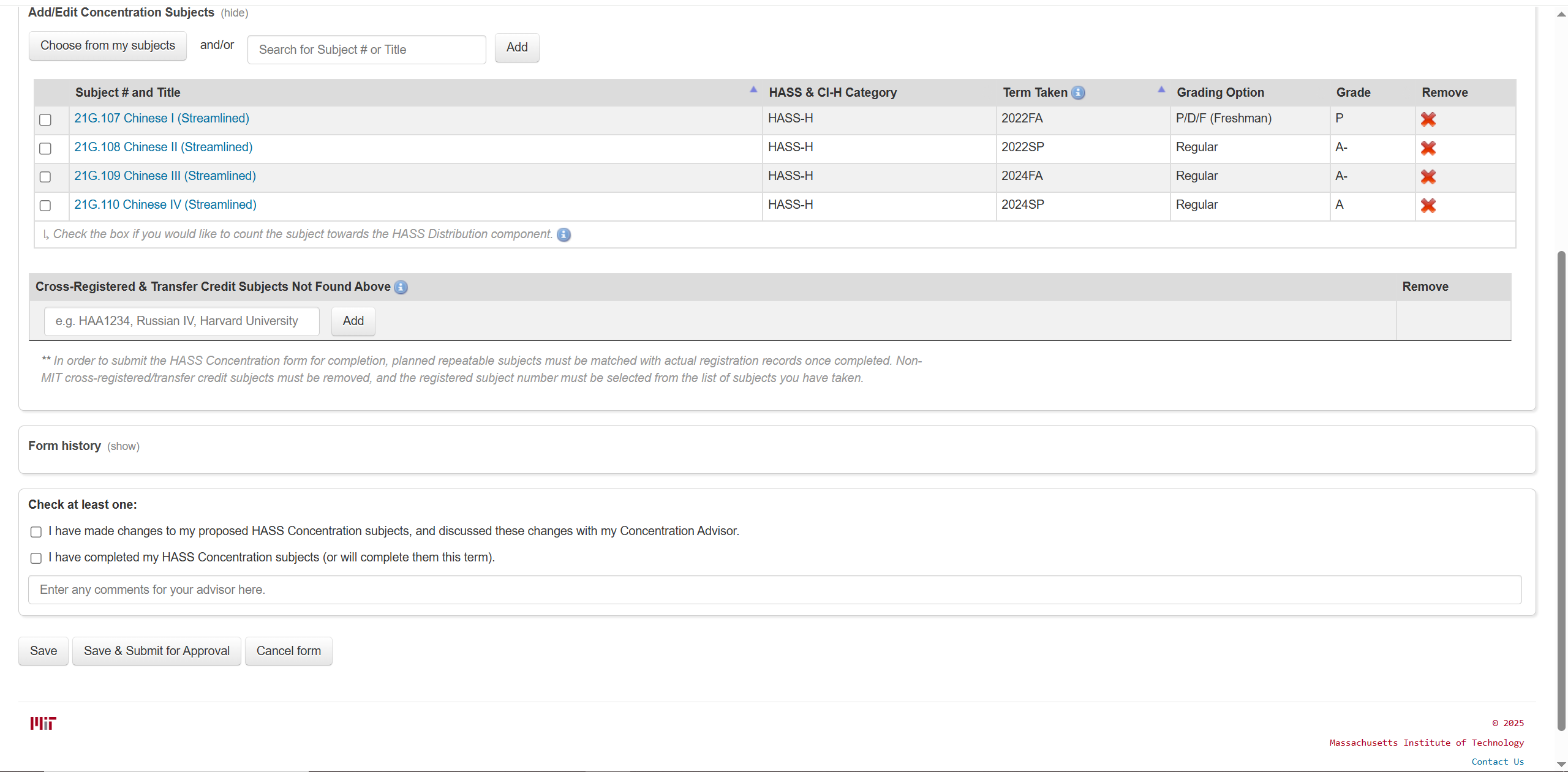 Hass Form Before Change