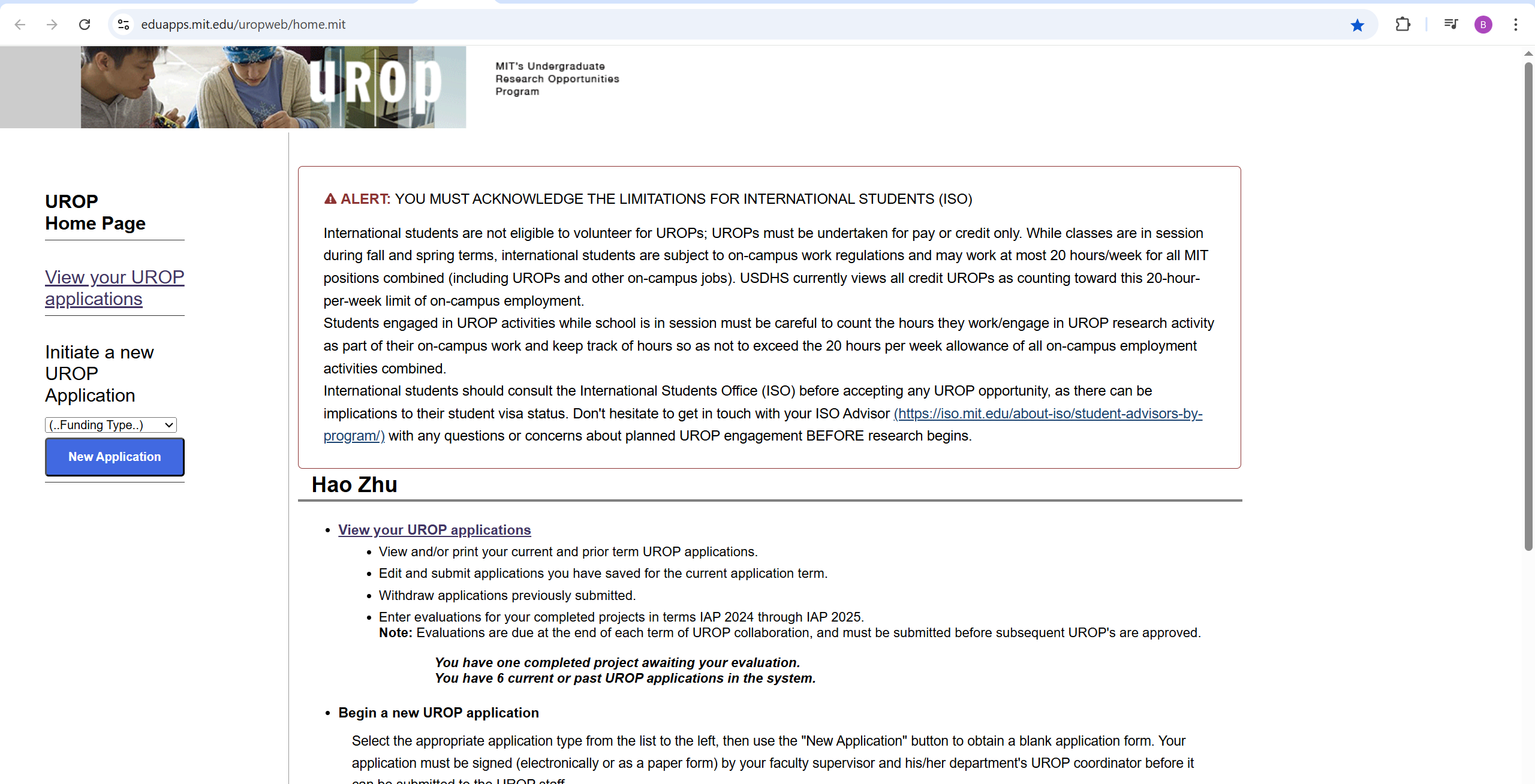 The UROP Website After